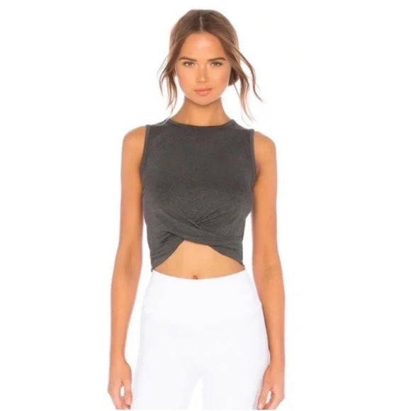 ALO Yoga Tops - ALO Yoga Charcoal knotted cover tank size large